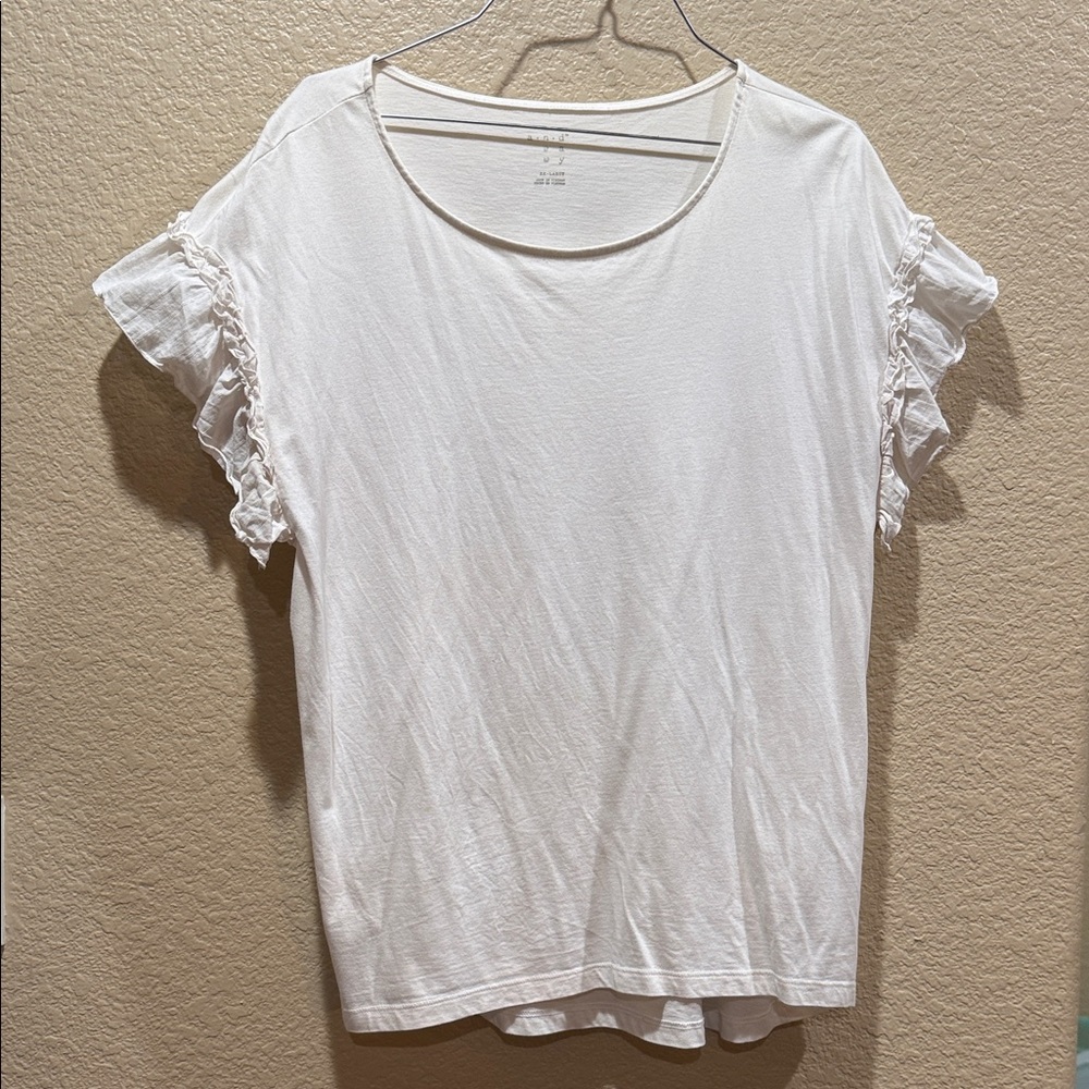 A New Day White Ruffle Sleeve Tee